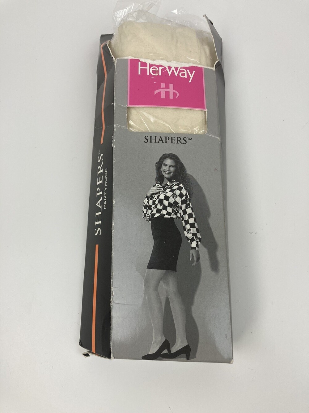 VTG NOS Hanes Her Way Shapers 131-165 lbs 5'2"-5'5" White Pantyhose Stockings